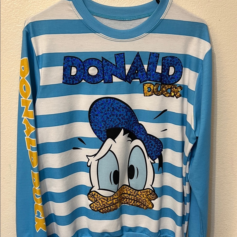 Striped Donald Duck Graphic Sweatshirt